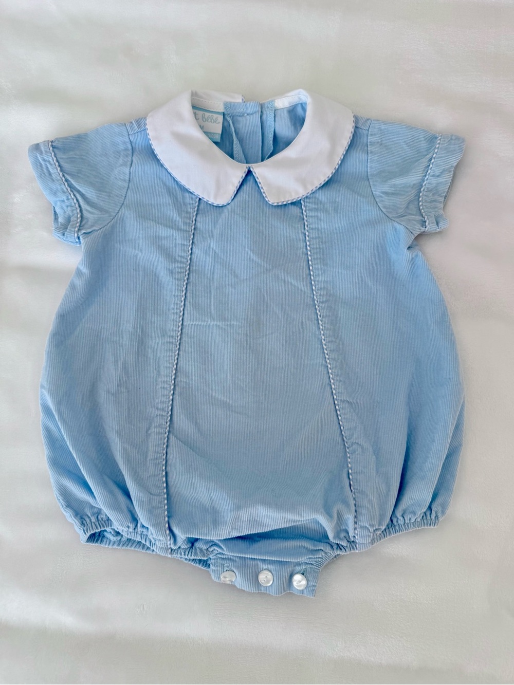 Petite Bebe Blue Corduroy Bubble (size 12M)